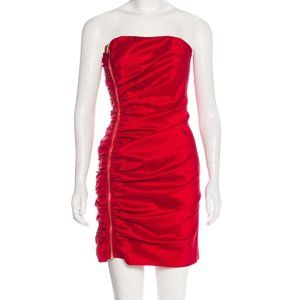 Ruby Red strapless calvin Klein minidress (gold zipper) size 4